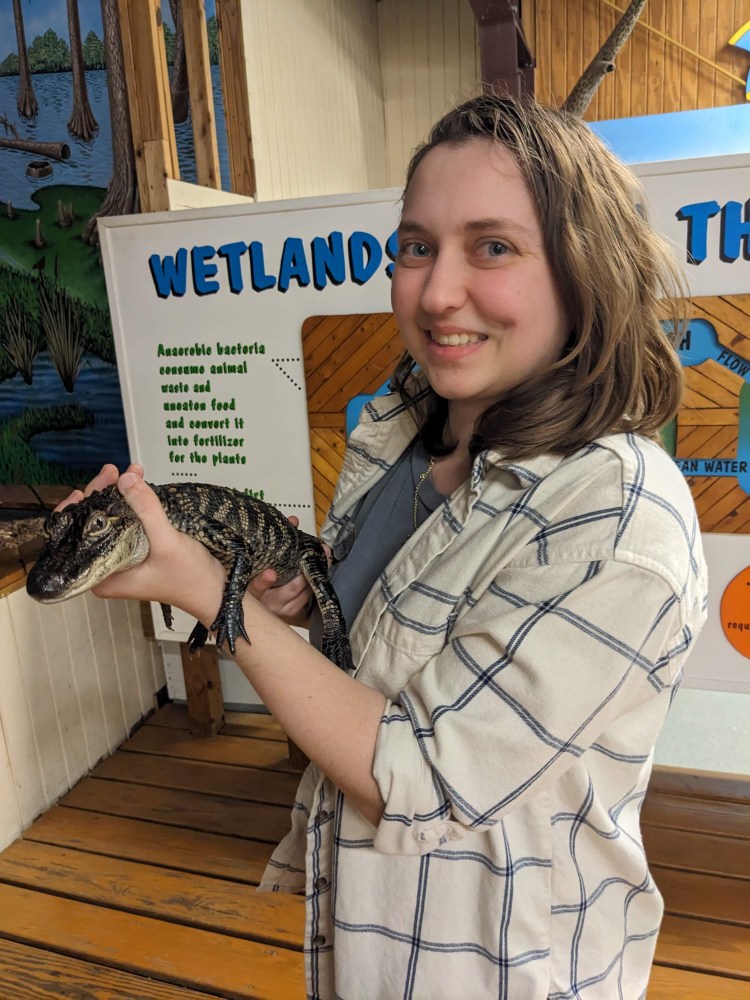 Channing loves alligators and all other native reptiles since studying them at TAMUG